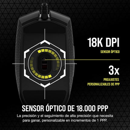 Corsair Katar Pro XT Ultra-Light Gaming Mouse- 18k DPI PixArt Optical Sensor- RGB Scroll Wheel Lighting- 6 Programmable Buttons- Lightweight Paracord Cable,Black