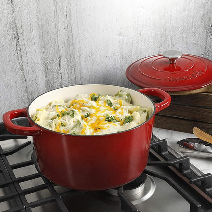 Gibson Home 69141.02 Artisan Scarlet Cast Iron Dutch Oven, 5 Quart, Red