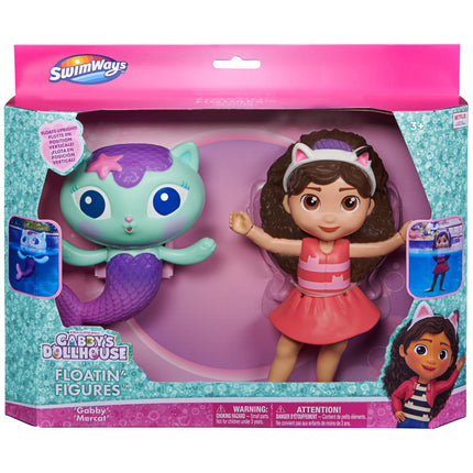 SwimWays Gabby s Dollhouse Floatin' Figures, Swimming Pool Accessories & Kids Pool Toys, Party Supplies & Water Toys for Kids Aged 3 & Up, Gabby & Mercat 2-Pack