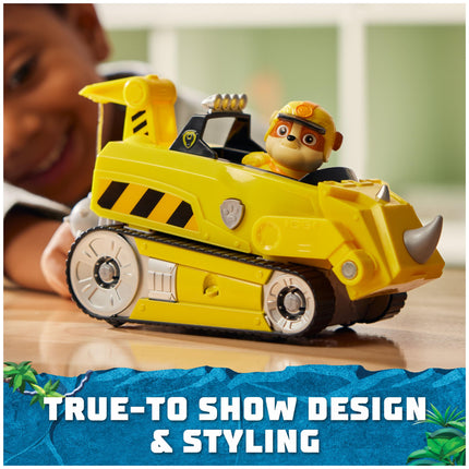 PAW Patrol Jungle Pups, Vehículo Rinoceronte de Rubble, Camión de Juguete con Figura de Acción Coleccionable, Juguetes para Niños y Niñas de 3 Años en Adelante