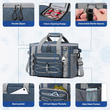Maelstrom Soft Sided Cooler Bag, 40 Can Collapsible Insulated Ice Chest with Quick Access Flip-Top Lid, Large Leakproof Camping & Travel Cooler for Kayaking & Beach,Blue
