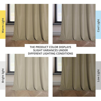 HPD Half Price Drapes Heritage Plush Velvet Curtains 108 Inches Long Room Darkening Curtains for Bedroom & Living Room 50W x 108L, (1 Panel), Light Beige