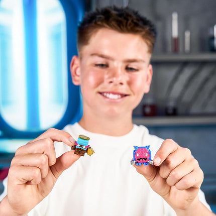 MrBeast Lab Swarms Battle Fusion Series Mega Lab Pack – Includes 14 Micro Beasts with Ultra Rare Hammerhead, 80+ to Collect, Stickers & Stackable Fusion Caps for Display