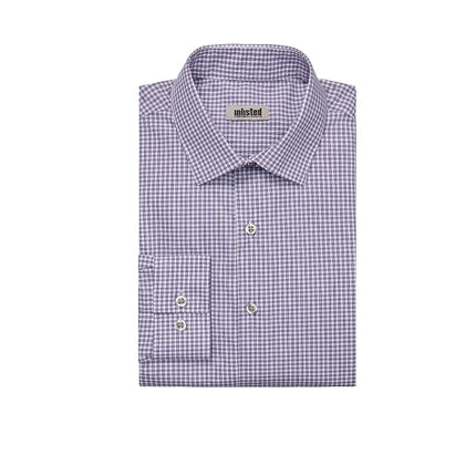 UNLISTED Kenneth Cole Men's Dress Shirt Slim Fit Checks and Stripes (Patterned), Purple, 17"-17.5" Neck 34"-35" Sleeve