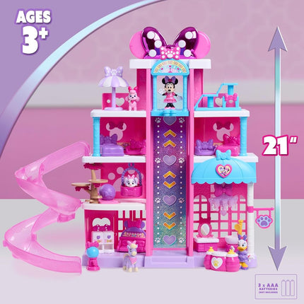 Just Play Disney Jr. Minnie Mouse Pet Hotel Playset, 23-piece Hotel Set, 51 cm Tall Playset, Ages 3 and Up