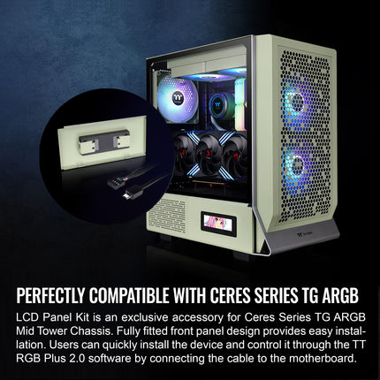 Thermaltake Tower 200 Mini-ITX Computer Case; 2x140mm Pre-Installed CT140 Fans; Supports GPU Length Up to 380mm; CA-1X9-00SEWN-00; Matcha Green; 3 Year Warranty