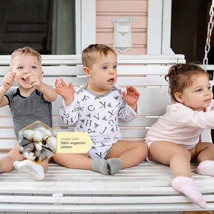 Burt's Bees Baby Bodysuits para bebé niña, paquete de 3 enterizos de manga larga y corta, 100% algodón orgánico, A-bee-c, prematuro