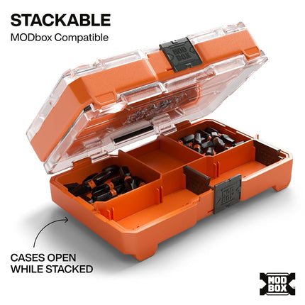 Klein Tools 33002S Slim PH2 & SQ2 Proflex Impact Driver Bit Set (20 Pieces) - MODbox Compatible Storage Case, Phillips & Square Bits, Storage Tray & Storage Tray