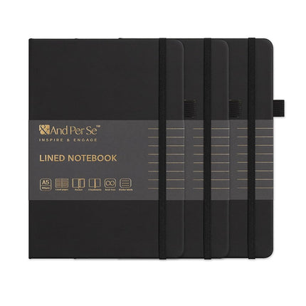 &And Per Se Lined Notebooks, 3 Pack, A5 Hardcover 