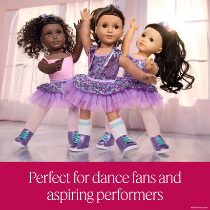 American Girl, Truly Me #111 Doll & Dance All Day Set, with Brown Eyes, Wavy Black-Brown Hair, Light Skin, Ages 6+