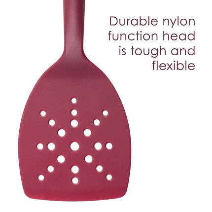 Rachael Ray 47916 3-Piece Lazy Tool Nylon Slotted Turner Set, Burgundy