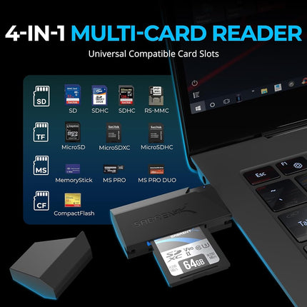 SABRENT SD, Micro SD Card Reader, USB SD Card Adapter, USB 3.2 Gen 1 to SD Memory Card Reader OTG, Support MacBook, PC, laptops, etc. (CR-UMSS)