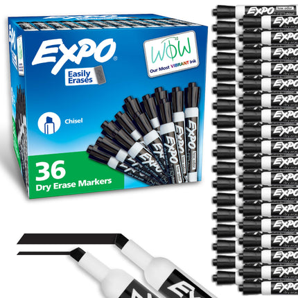 Expo Low-Odor Dry Erase Markers, Chisel Tip, Black