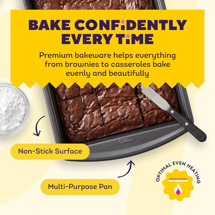 Wilton Platinum Premium Non-Stick Anti-Warp Bakeware, Made Without PFAs, Oblong Baking Pan for Casseroles, Lasagna, Cakes, 13 x 9 x 2 in, Packaging May Vary