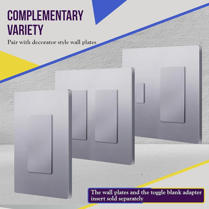 ENERLITES Insert vierge pour plaque murale décorative, insert adaptateur de prise à bascule vierge 1 poste, 6001-SV, Argent