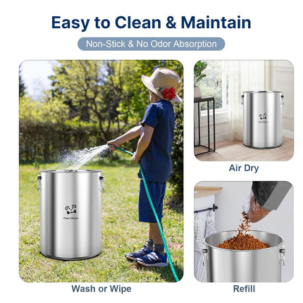 25 lb Stainless Steel Dog Food Storage Container with Airtight Lid for Pet