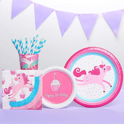 American Greetings 6378060 RNBW UNICORN 10 RND PLT 40CT H Party Supplies, Dinner Plates, 40-Count