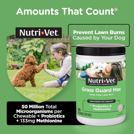Nutri-Vet Grass Guard Chewables for Dogs - Prevent Lawn Burn from Dog Urine - 365 Count