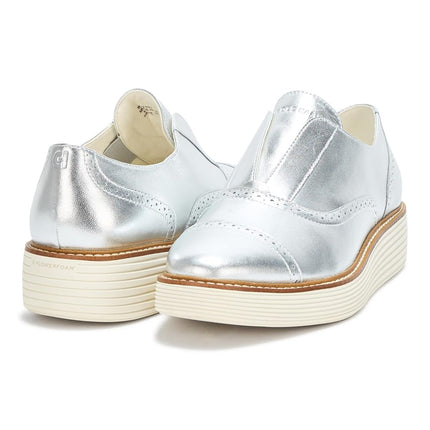 Chaussures richelieus sans lacets à plateforme Originalgrand pour femme Cole Haan, argent/ivoire, 10