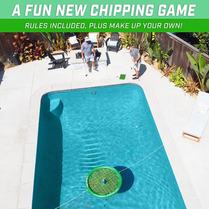 GoSports Splash Chip Jeu de golf flottant – Comprend une cible de chipping, 16 balles de golf en mousse, 1 tapis de chipping et des cordes d'attache