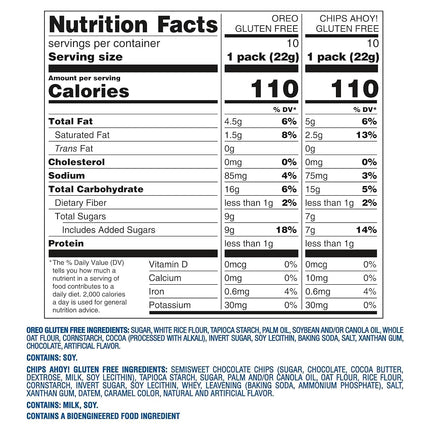 OREO Chocolate Sandwich Cookies & Chips AHOY! Chocolate Chip Cookies Gluten Free Cookies Variety Pack, 20 Snack Packs