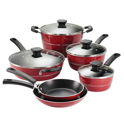 Tramontina Sicilia 10-Piece Non-Stick Aluminium Cookware Set, Raspberry