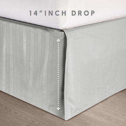 Elegant Comfort Silky Soft 8-Piece Dobby Stripe Bed-in-a-Bag Comforter Set, includes 4pc Smart Sheet Set, Bed Skirt, Comforter, Matching Pillowcases and Shams - Twin/Twin XL, Silver