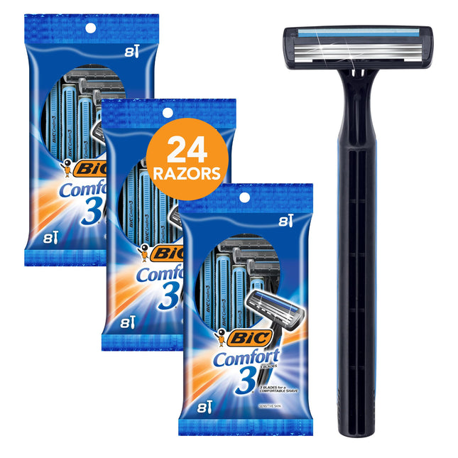 BIC Classic Disposable Razor, 24 Count, Assorted C
