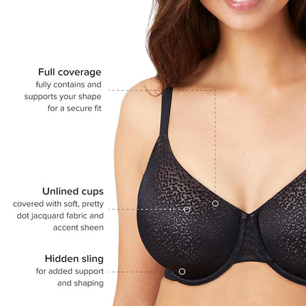 Wacoal Women's Back Appeal Underwire Bra Full Coverage, Black, 34E