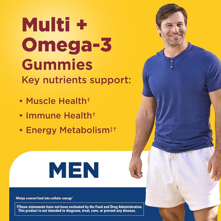 Nature Made Men's Multivitamin + Omega-3 Gummies, 150 Count for Daily Nutritional Support† (Packaging May Vary)