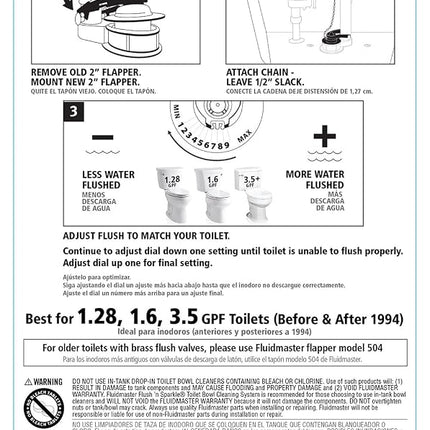 Fluidmaster F502P21 PerforMAX Universal Water-Saving Long Life Toilet Flapper for 2-Inch Flush Valves, Adjustable Solid Frame Design, Easy Install, Red, 1 Pack