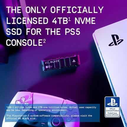 WD_BLACK SN850P 4TB PS5 SSD, Officially Licensed for PlayStation 5, Read Speeds Up to 7300 MB/s, M.2 2280 PCIe NVMe, Exclusive Heatsink Design, Internal Gaming SSD