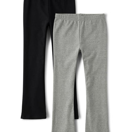 The Children's Place Girls' Flare Legging Pants 2-Pack, Black | H/T Hound, Large