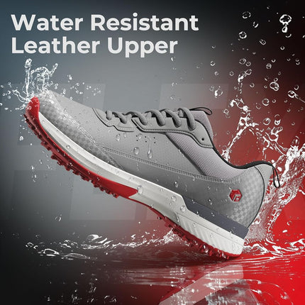 FitVille Wide Golf Shoes for Men, Outdoor Water Resistant Golf Shoes for Course with Spikes Dove Grey