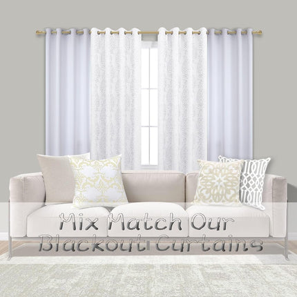 Mrs.Naturall Cortinas de 96 Pulgadas, Set de 2 Paneles, Cortinas Opacas con Ojales para Oscurecer la Habitación del 60-70%, de 96 Pulgadas de Largo para Sala de Estar, Blancas