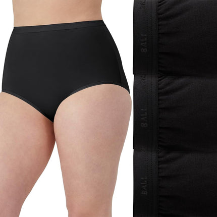 Ropa interior de algodón elástico para mujer Bali, braguita de corte ajustado, cobertura total, paquete de 3, negro/negro/negro, 7 (paquete de 3)