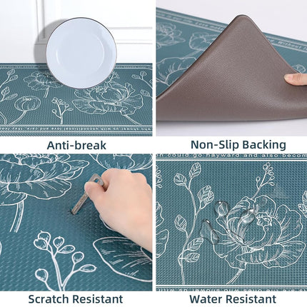 Kitchen Floor Mat Set of 2, Anti Fatigue Kitchen Mat 17"x47"+17"x29"