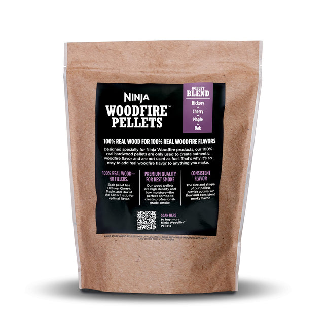 Ninja XSKOP2R Woodfire Pellets, Robust Blend 2-lb Bag, up to 20 Cooking Sessions, 100% Real Wood Pellets, Only Compatible with Ninja Woodfire Grills (OG700 Series), Robust Blend