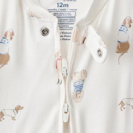 Pijama con cremallera bidireccional de manga larga Purelysoft para bebé unisex de Carter's, Perro de invierno, 24 meses