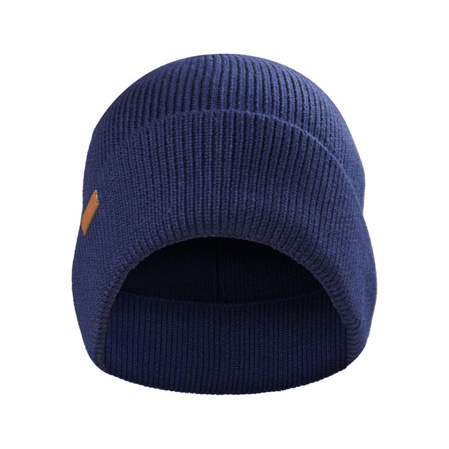 Cole Haan Heritage Rib Cuff Beanie Hats for Men, One Size - Soft, Warm Knit Winter Hat Wool Beanie with Classic Ribbed Design, Navy Blazer, One Size