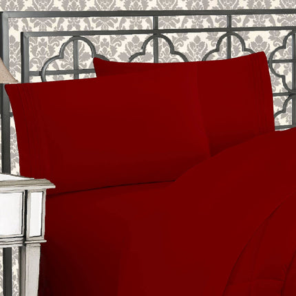 Elegant Comfort Bedding Set, Deep Pocket up to 16inch, Microfiber, Burgundy, California King