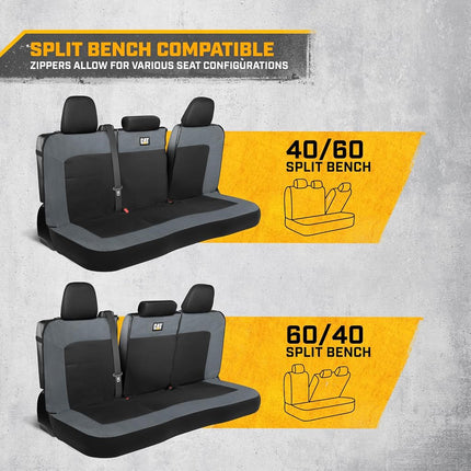 CAT MeshFlex Charcoal & Black Rear Seat Cover for Car – Durable Canvas & Mesh Design 60/40 Split Bench Protector for Cars, Trucks & SUVs – Back Seat Cover for Rear Bench – Interior Car Accessory