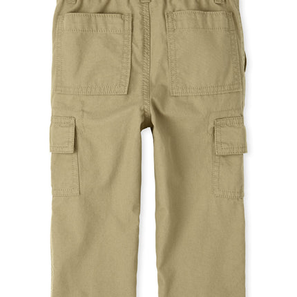 The Children's Place Baby Boys' and Toddler Pull on Slim Cargo Pants, Flax Single, 18-24 Months