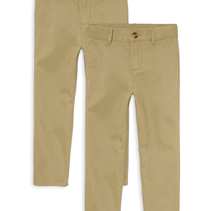 The Children's Place Boys' Stretch Chino Pants, Flax 2-Pack, 7 Slim
