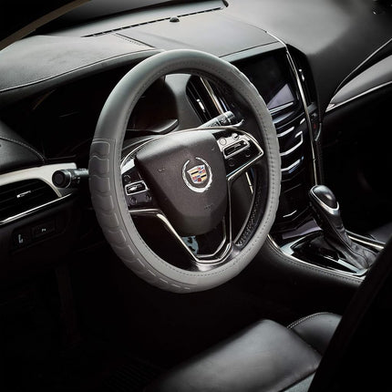 FH Group FH2006GRAY Steering Wheel Cover Microfiber Embossed Leather Gray Will Fit Most Cars, Trucks and SUVs Standard Size 14.5� � 15.5�