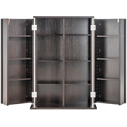 VEVOR Media Storage Cabinet, DVD Cabinet with Doors and Shelves, CD Storage Holds up to 576 CDs, Adjustable DVD Shelf, Protects & Organizes Music, Movie, Video Games or Collections-Espresso