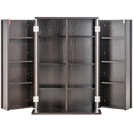 VEVOR Media Storage Cabinet, DVD Cabinet with Doors and Shelves, CD Storage Holds up to 576 CDs, Adjustable DVD Shelf, Protects & Organizes Music, Movie, Video Games or Collections-Espresso