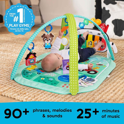 Baby Einstein Farm Explorers 4-in-1 Kickin’ Tunes Musical Meadow Music & Language Discovery Gym, Play Mat with Kick Piano, Ages 0 Months and Up