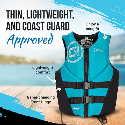 O'Brien Women's Traditional Neoprene USCGA Life Jacket, Aqua, Small