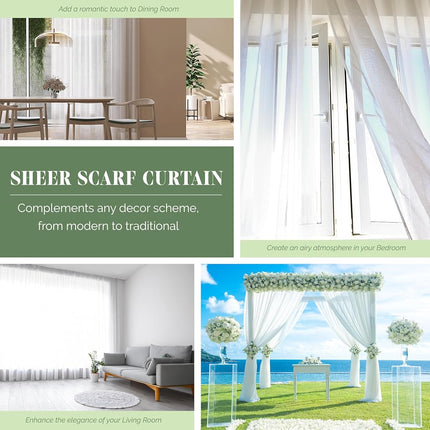 Elegant Comfort Lightweight Sheer Voile Window Scarf Valance - 216 Inch Long - 1 Panel Long Sheer Curtain for Living Room, Event Decor, Bedroom, (1 Piece) 55" X 216'' Long, Dusty Rose